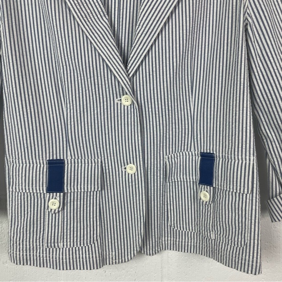 Goodclothes Vintage 80s 90s Pin Stripe Seersucker Blazer Preppy‎ Coastal Twee 12 - Picture 3 of 12